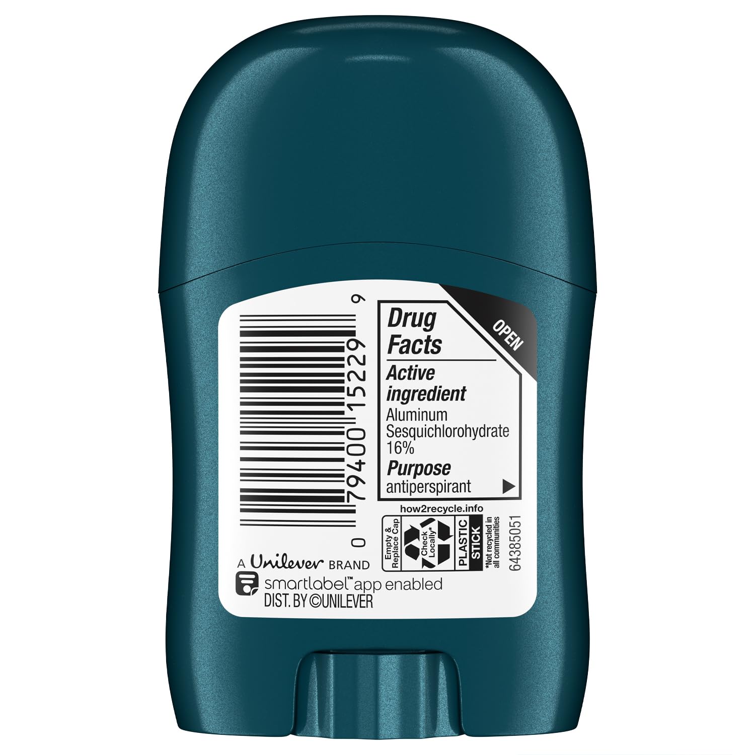 Degree déodorant voyage Cool Rush, paquet arrière, format compact pour voyager.