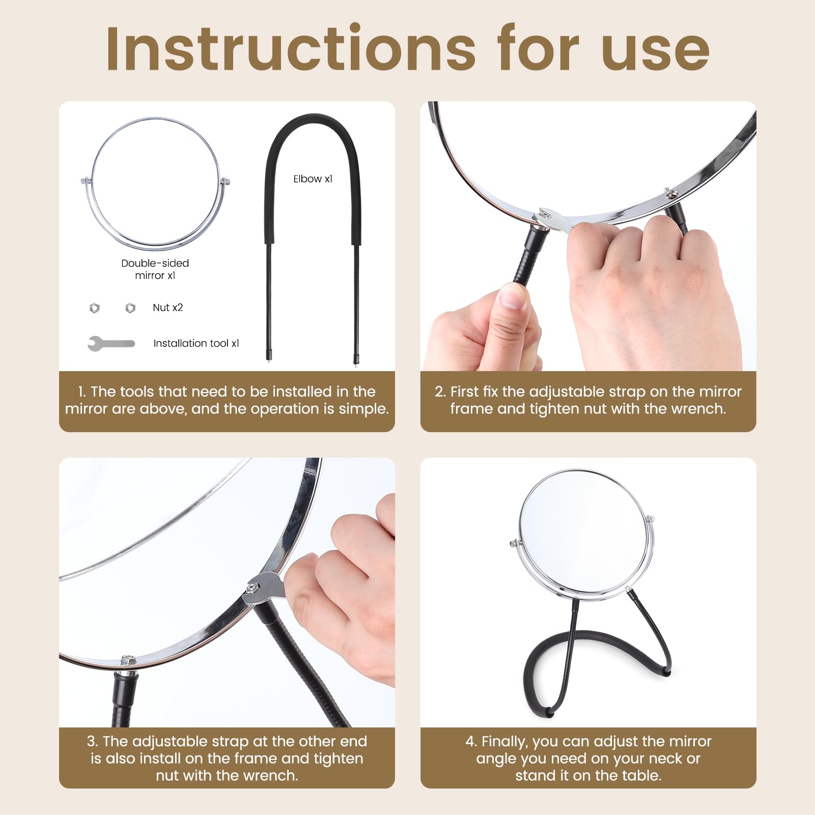Utilisation polyvalente pour maquillage et soins capillaires.