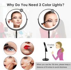 Le miroir maquillage grand 8 pouces DEIOVWXS avec base stable.