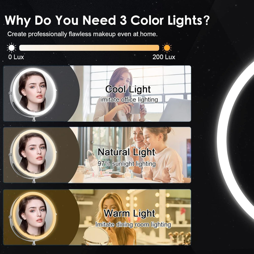 DEIOVWXS miroir LED à 3 couleurs avec 80 LED lumineux