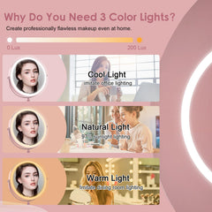 DEIOVWXS miroir lumineux, détail 1× pour inspection précise des yeux et sourcils