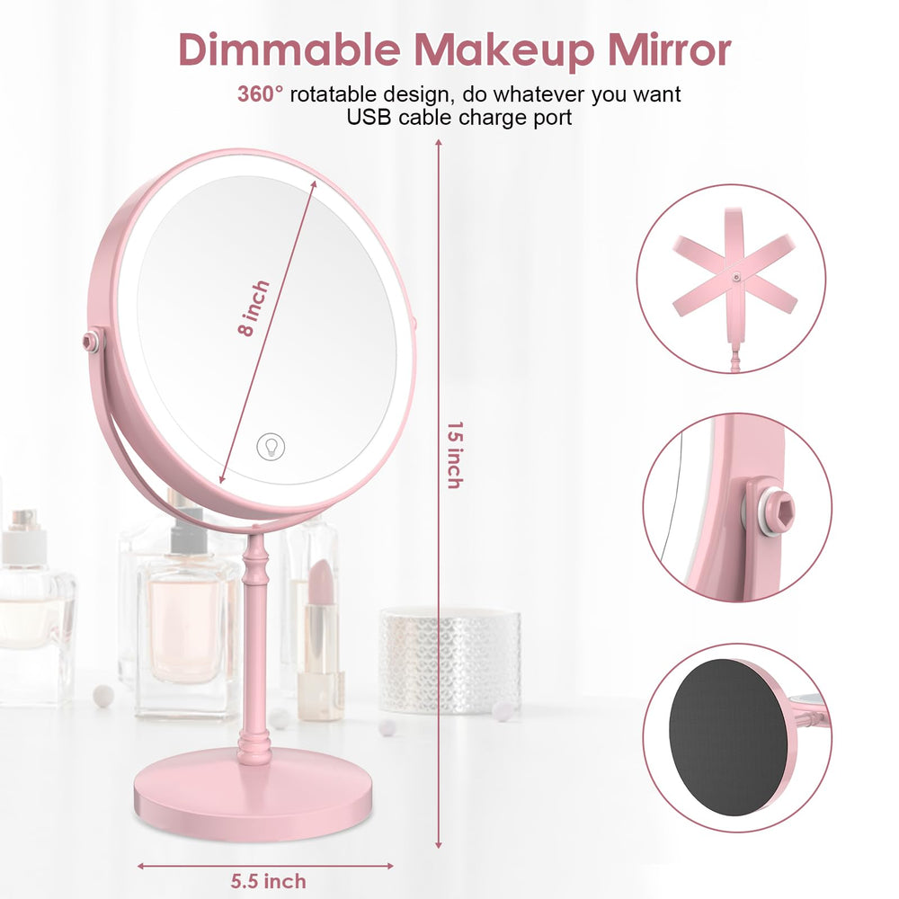 DEIOVWXS miroir lumineux rotation 360°, angle ajustable pour tous les angles