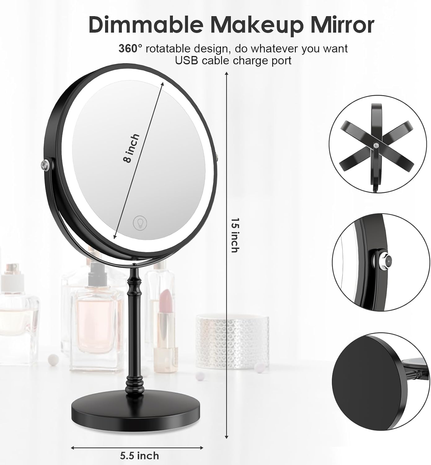 Le miroir polyvalent DEIOVWXS pour maison, spa ou salon.