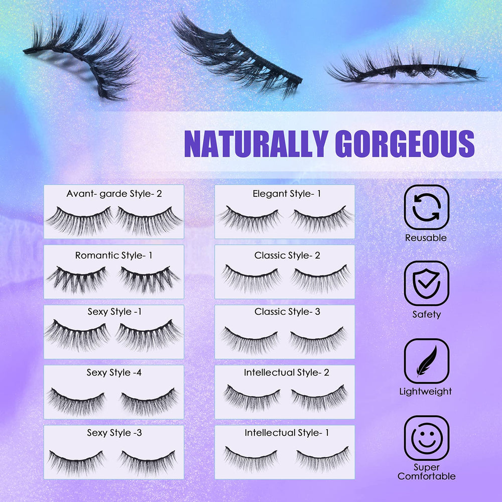 DEJAVIA dix styles: cils magnétiques naturels pour diverses occasions.