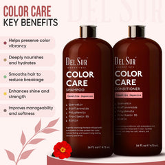 DEL SUR Après-Shampooing à protection couleur, flacon 473 ml, hydrate sans décolorer.