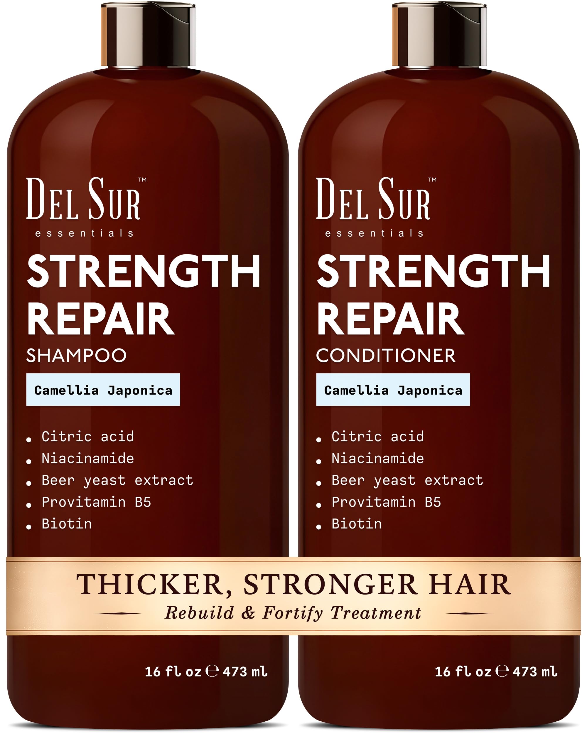 DEL SUR Shampoing fortifiant en flacon, cheveux plus forts après lavage.