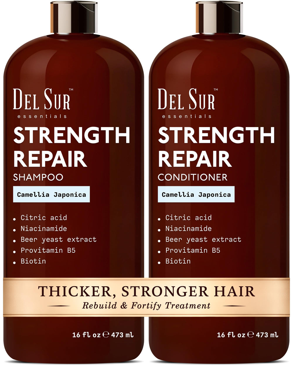 DEL SUR Shampoing fortifiant en flacon, cheveux plus forts après lavage.