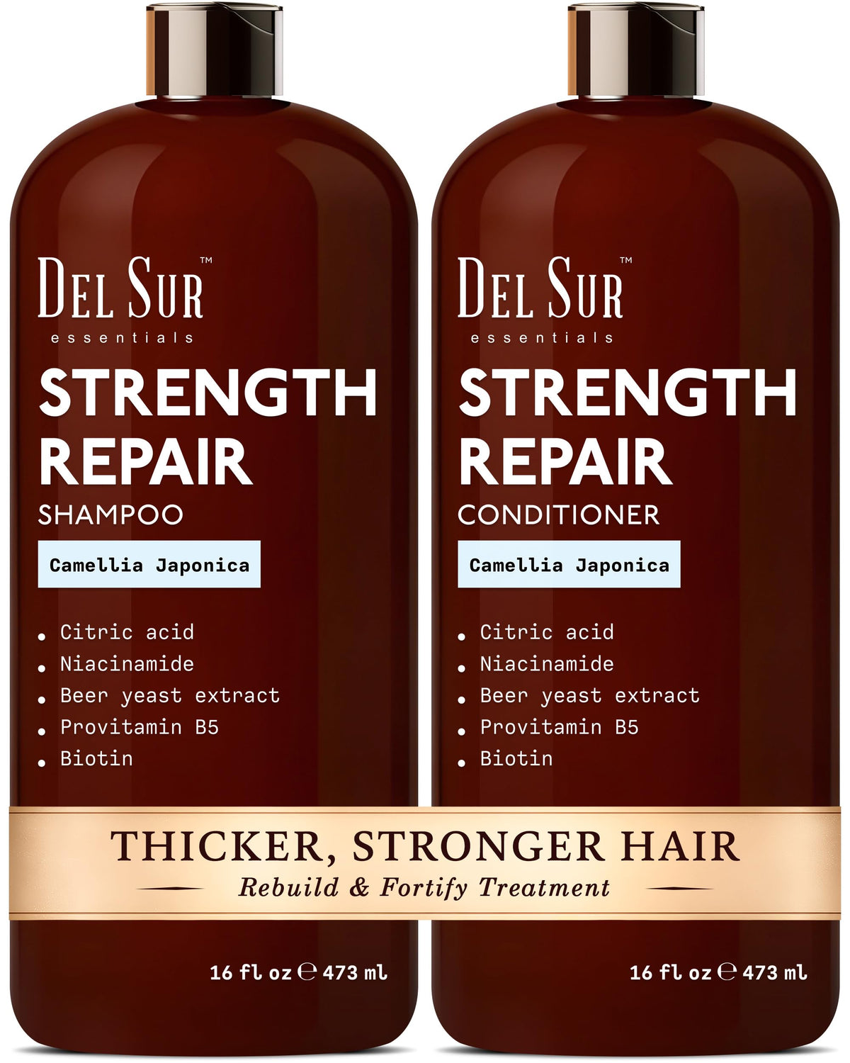 DEL SUR Shampoing fortifiant en flacon, cheveux plus forts après lavage.