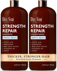 DEL SUR Shampoing fortifiant en flacon, cheveux plus forts après lavage.
