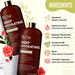 DEL SUR Shampoing camellia japonica offre douceur et brillance naturelle.