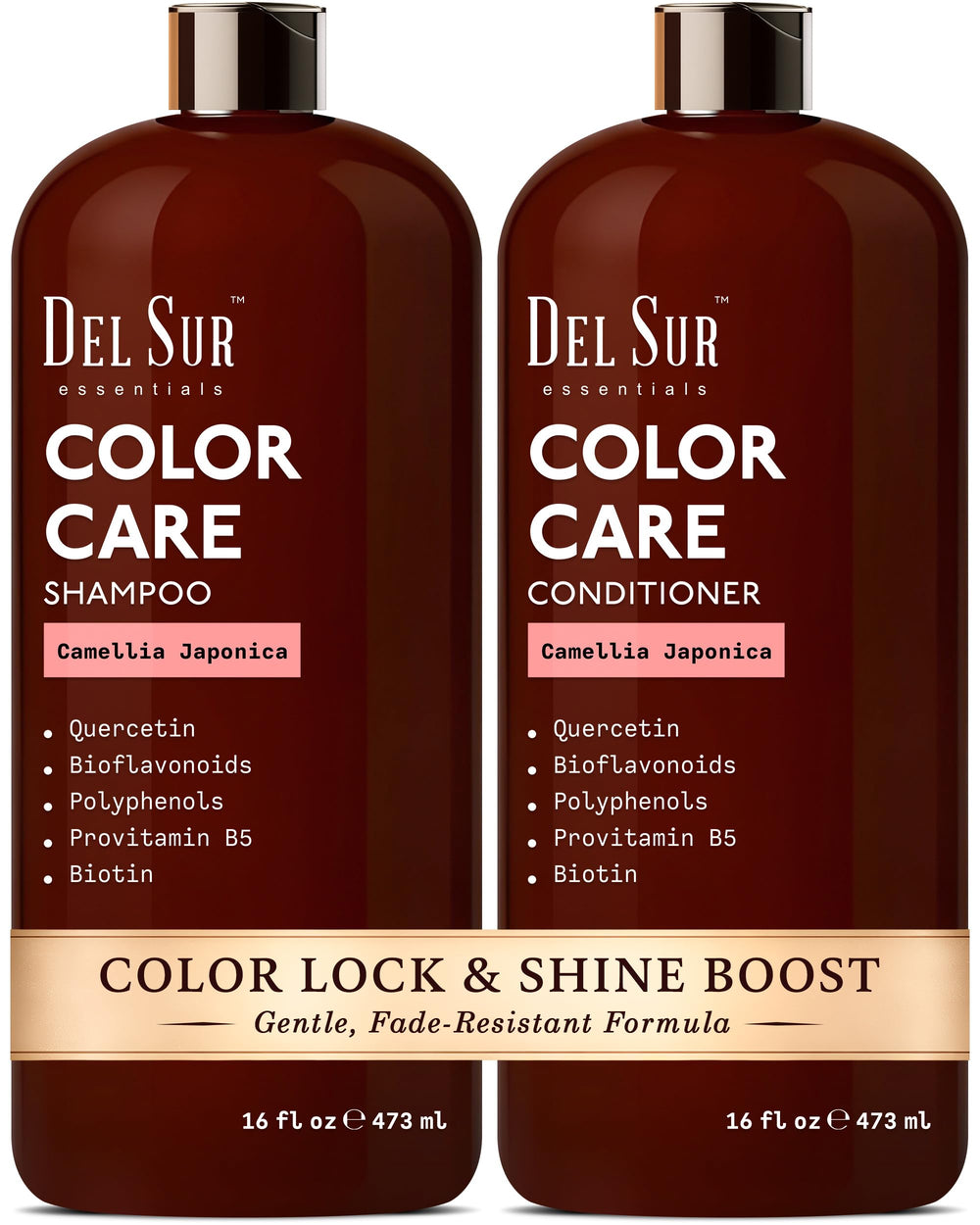 DEL SUR Shampoing à protection couleur, flacon 473 ml, préserve couleur et brillance.