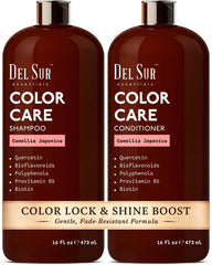 DEL SUR Shampoing à protection couleur, flacon 473 ml, préserve couleur et brillance.