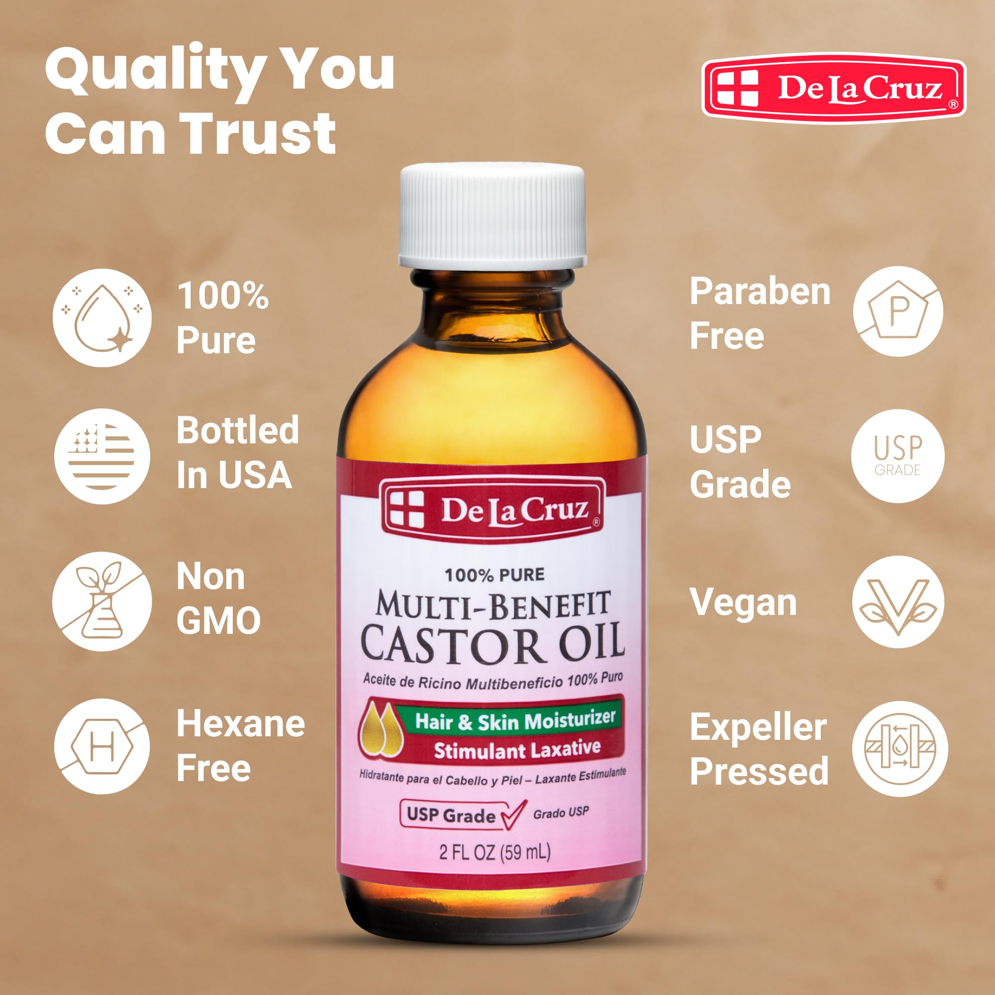 Étiquette De La Cruz – huile de ricin pure sans OGM
