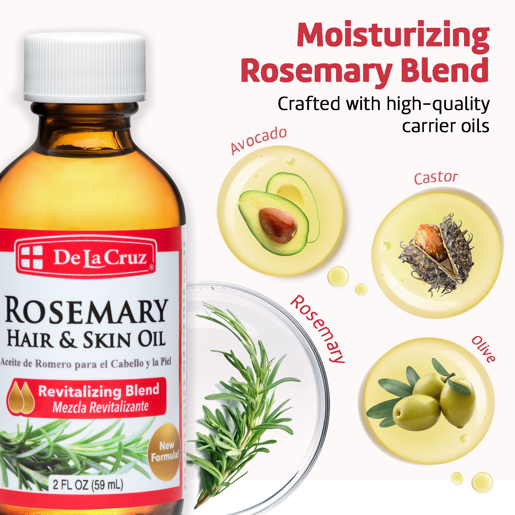 Delacruz huile romarin - cheveux brillants: hydratation et brillance visibles.