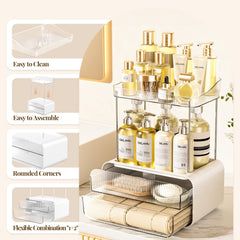 Delamu organisateur-beaute-transparente: plateau au design moderne, touche élégante.