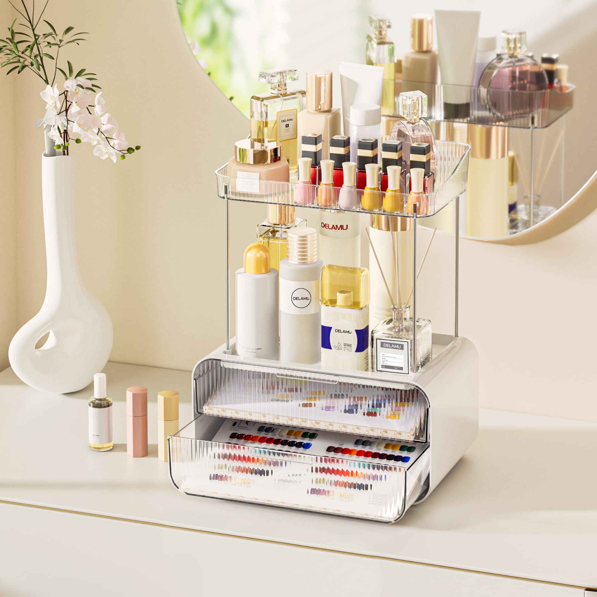 Delamu-plateau-maquillage-vertical-acrylique: accès rapide à vos produits favoris.