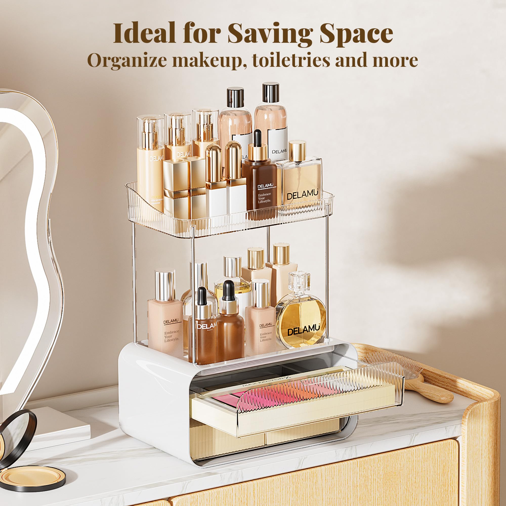 Delamu-rangement-accessoires-bain-acrylique: rangement pratique pour les essentiels.