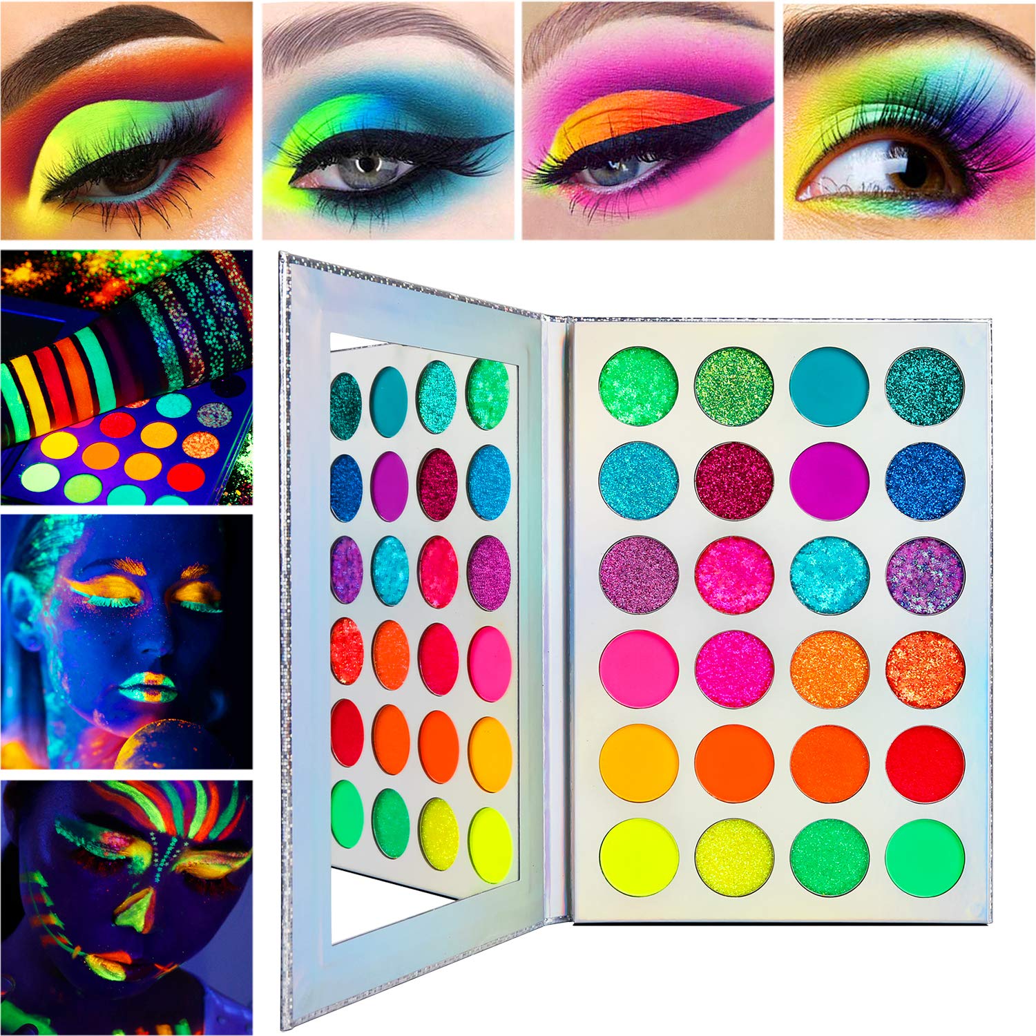 DE'LANCI Aurora Glow palette, design miroir pratique pour retouches rapides.