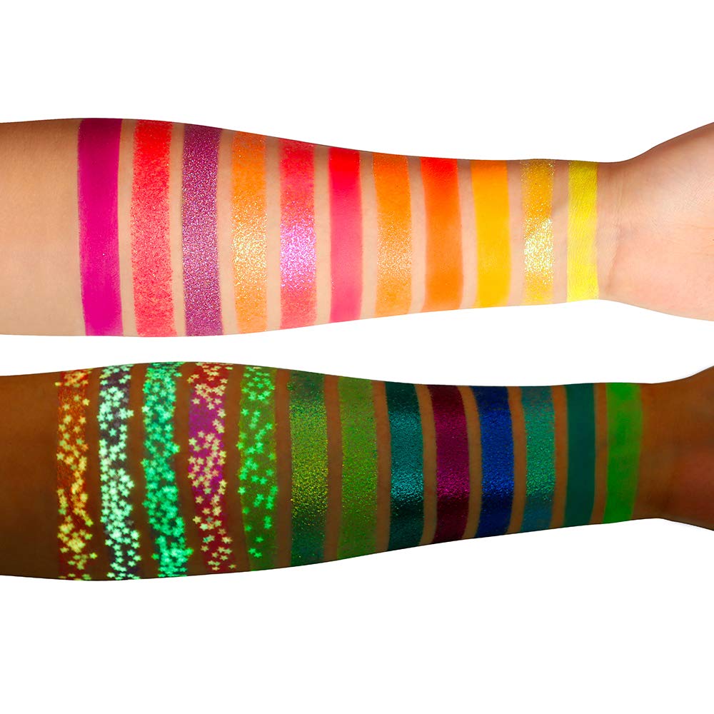 DE'LANCI Aurora Glow palette, pigments intenses pour maquillage de scène.