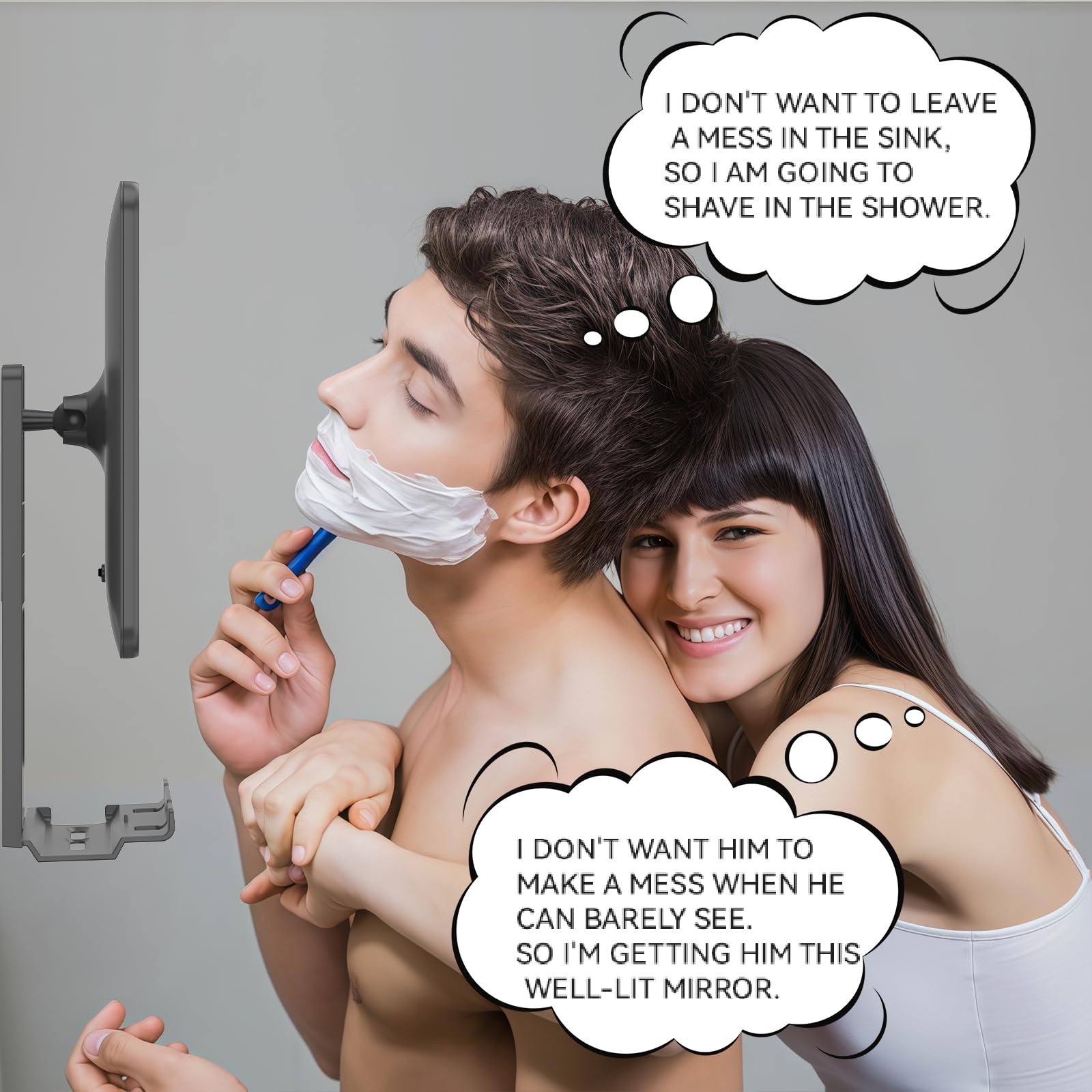 DeLanges Miroir Douche LED chauffage PI accélère le désembuage.