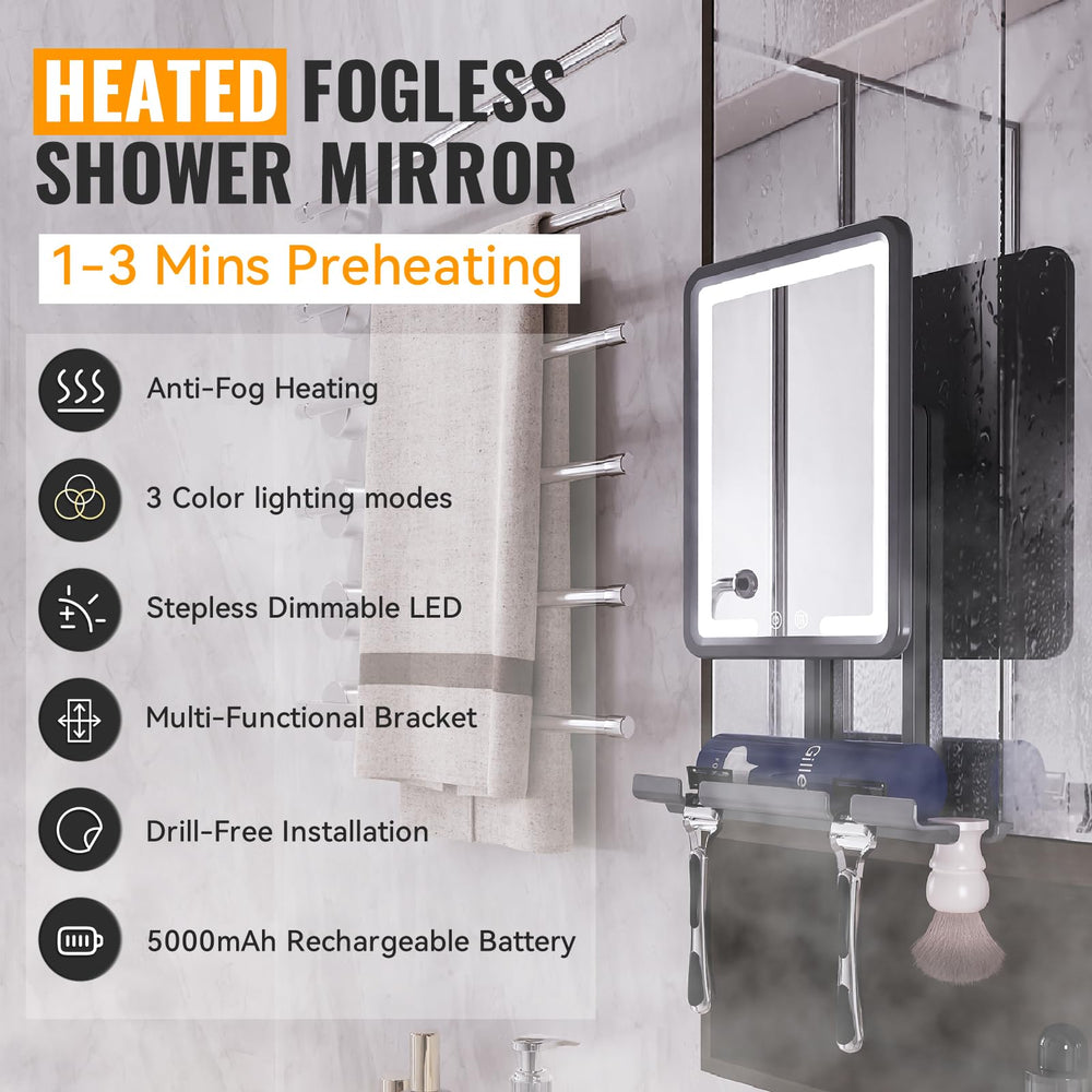 DeLanges Miroir Douche LED mode lumière 3000K pour un rasage précis.