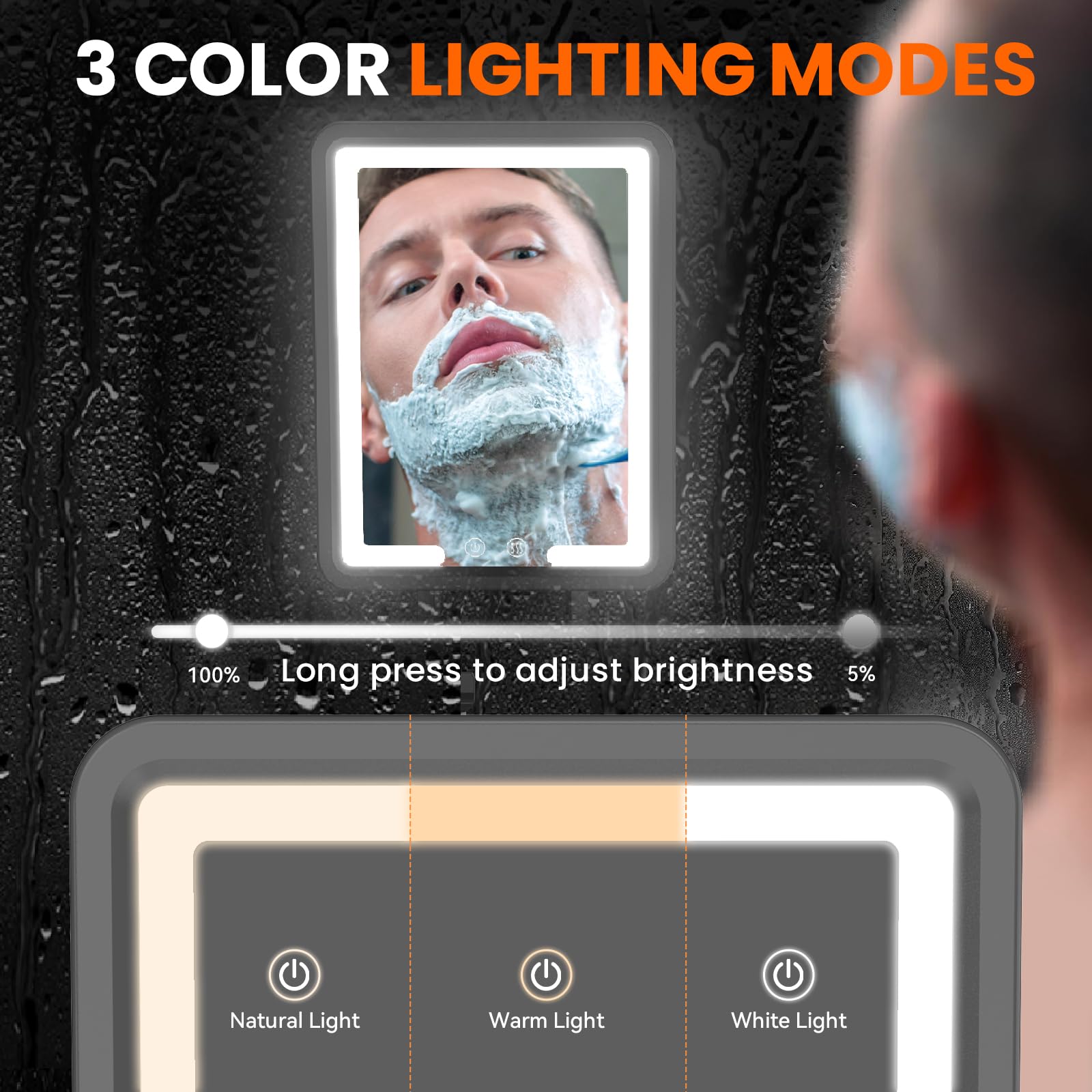 DeLanges Miroir Douche LED mode 6500K révèle les détails sous la douche.