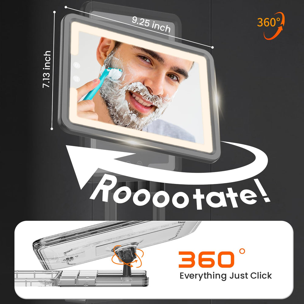 DeLanges Miroir Douche LED rangement intégré pour rasoir et brosse.