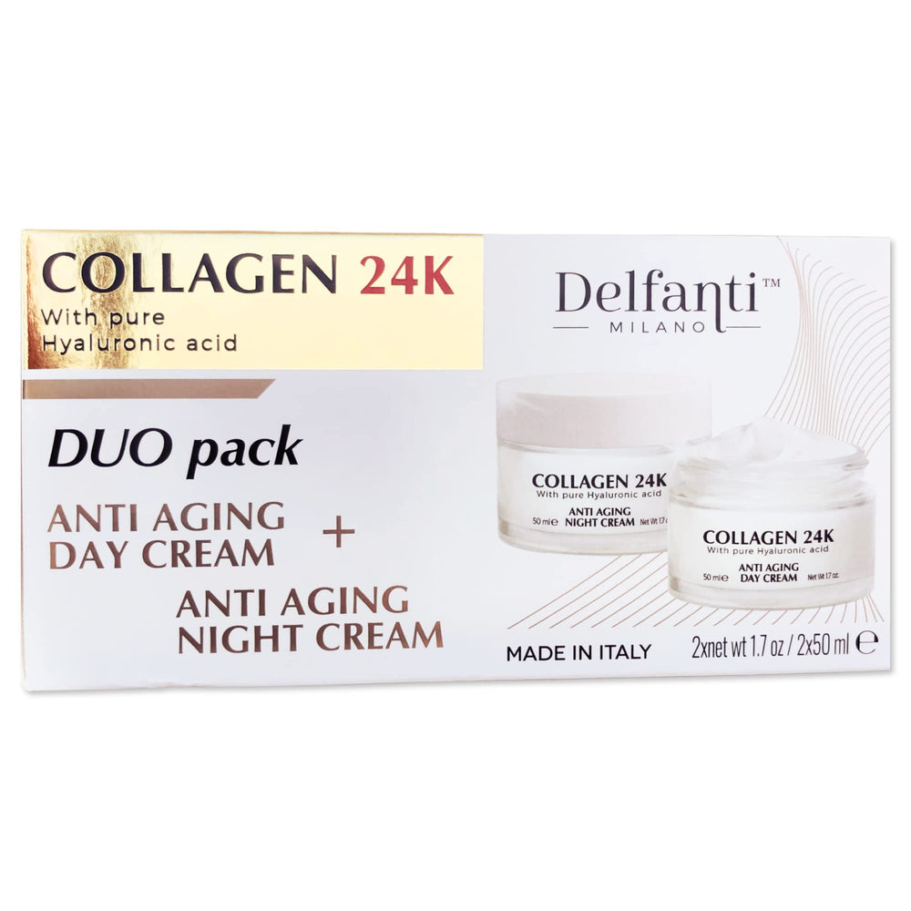 Delfanti-Milano Collagene 24K crème jour texture riche pour peau radieuse.