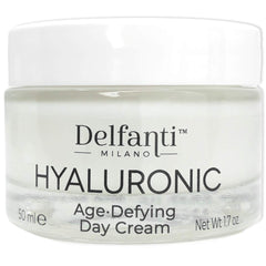 Delfanti-Milano Crème Jour Hyaluronique sur visage et cou, hydratation durable.