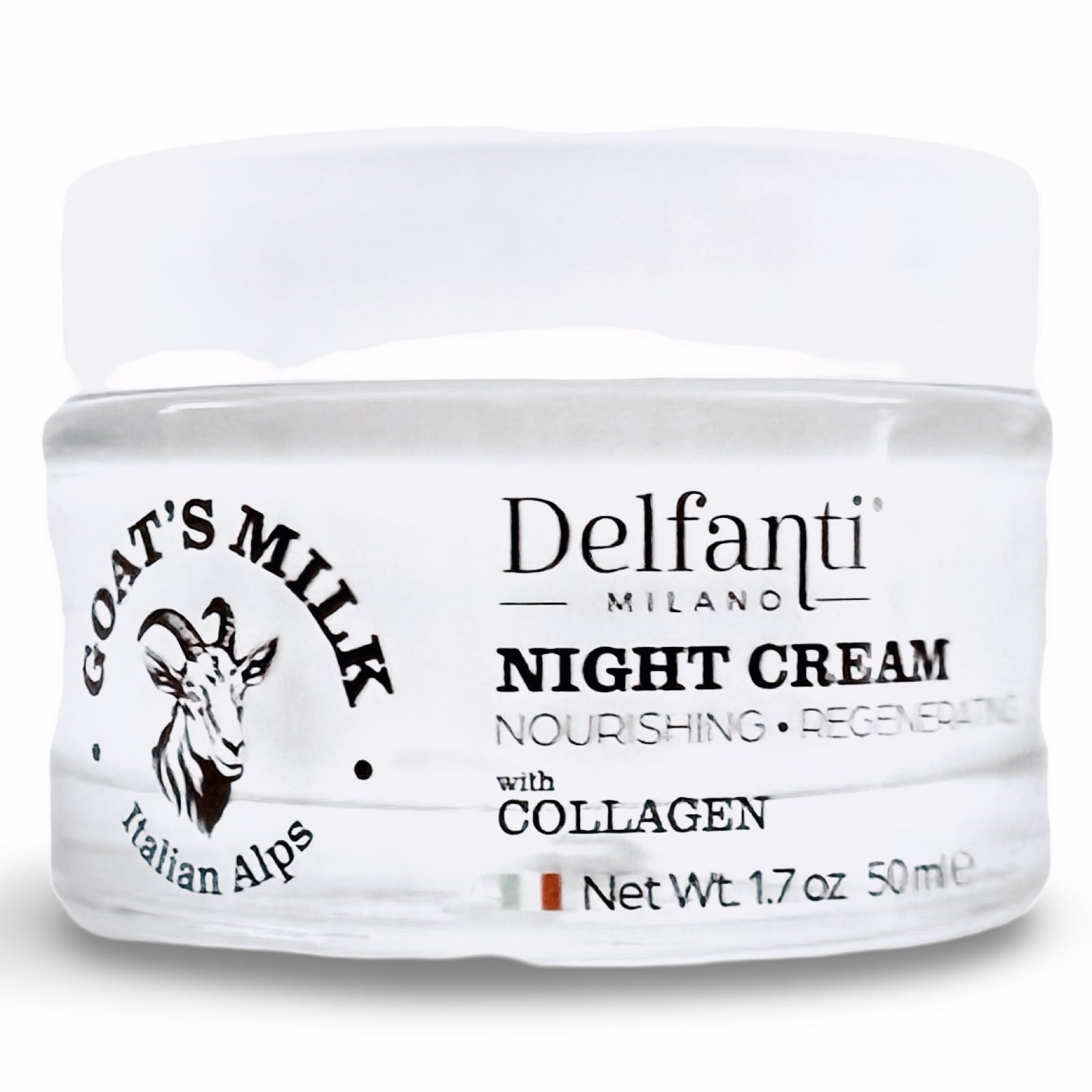 Crème nocturne Delfanti-Milano au lait de chèvre et collagène pour l'hydratation et revitalisation