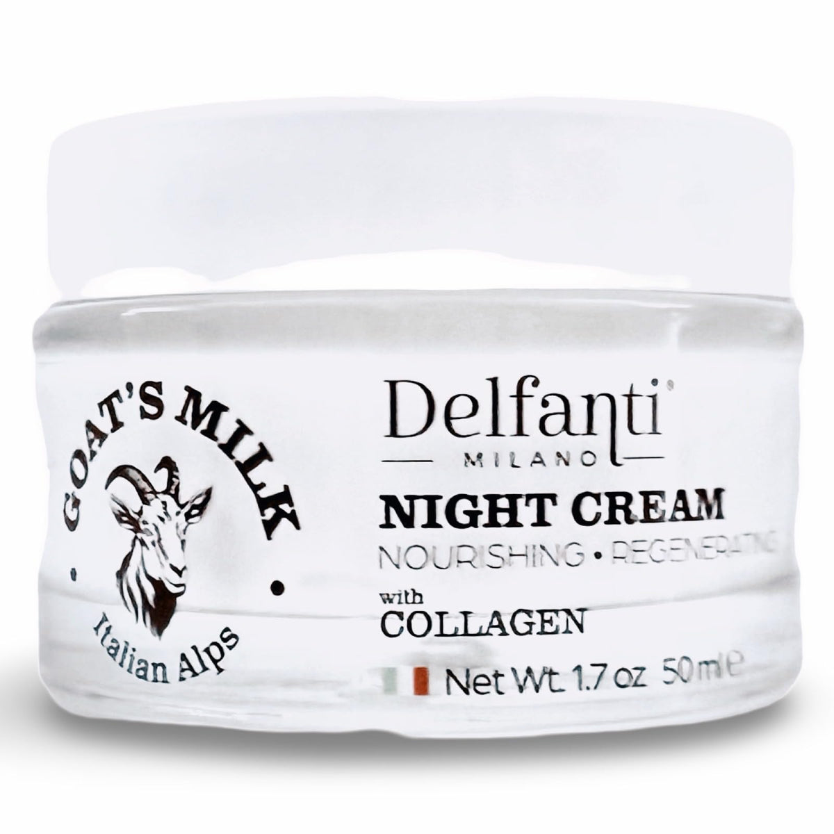 Crème nocturne Delfanti-Milano au lait de chèvre et collagène pour l'hydratation et revitalisation