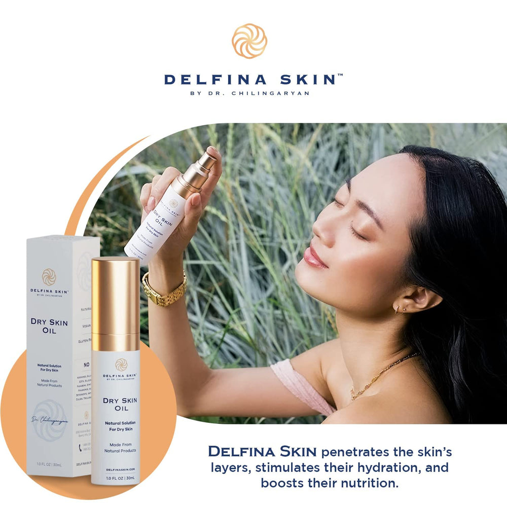 Delfina Skin – huile sans alcool, adaptée aux peaux sensibles.