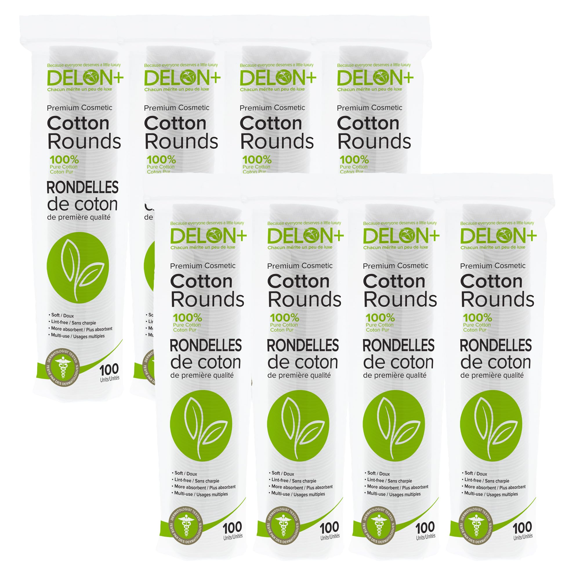 Disques coton DELON Premium 800 pour démaquillage en douceur.