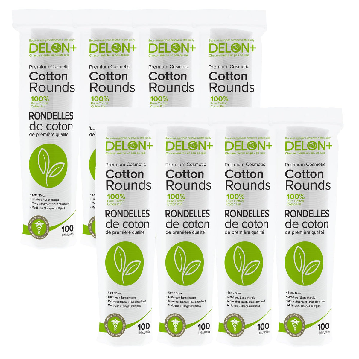Disques coton DELON Premium 800 pour démaquillage en douceur.