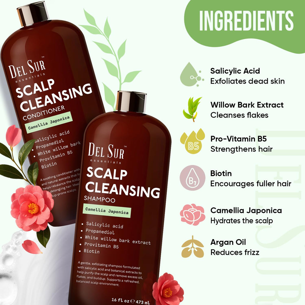 DEL SUR shampooing-salicylique-extrait-saule: elimine l'excès de sébum en douceur.