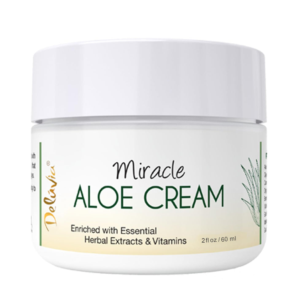 Crème Deluvia Miracle Aloe pour visage et corps, hydratation douce et durable.