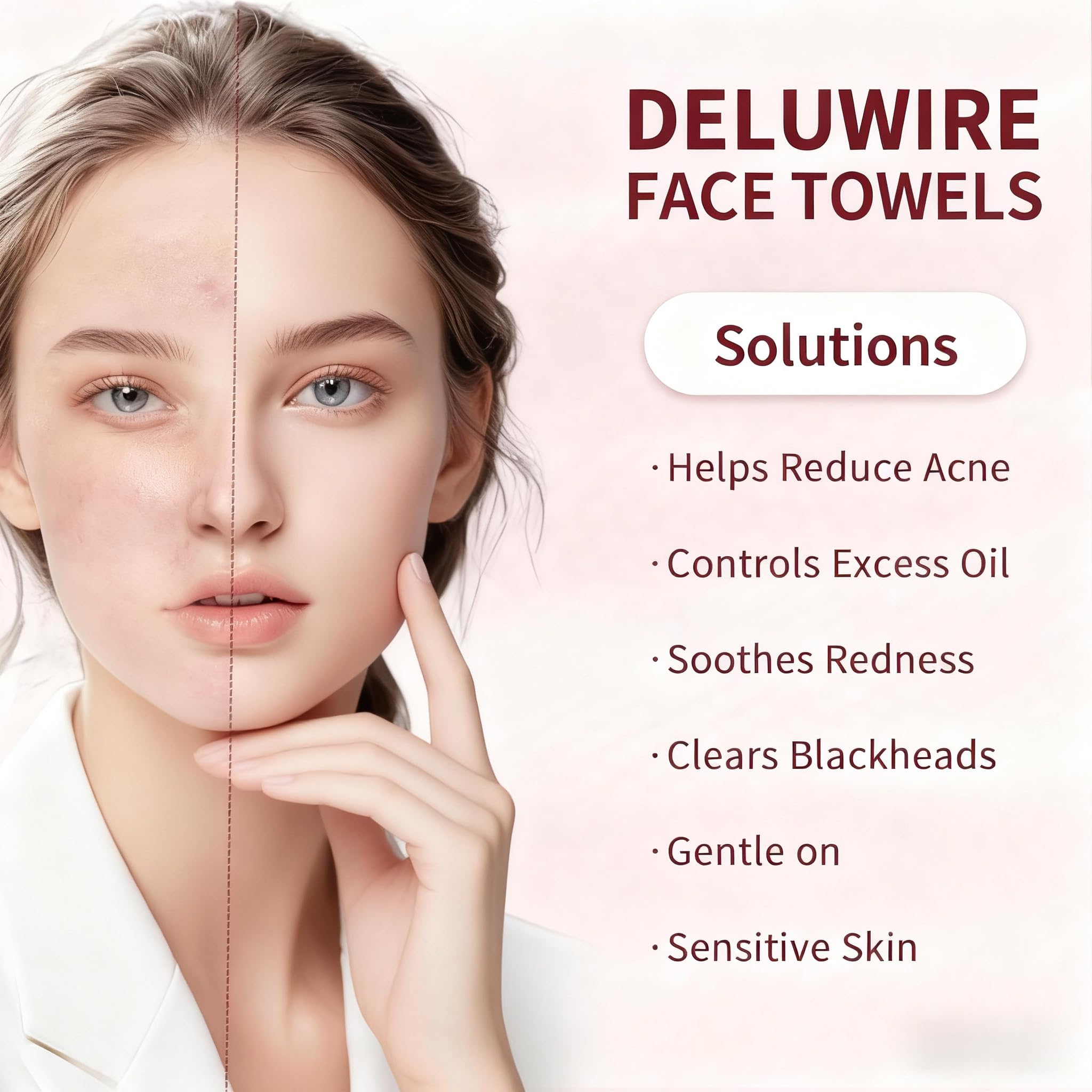 Deluwire tissus visage 20x20 cm 80 feuilles, grande taille pratique