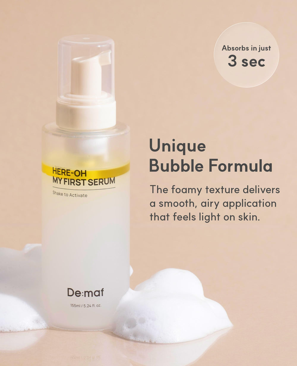 Demaf sérum – texture mousseuse et application légère et absorption rapide.