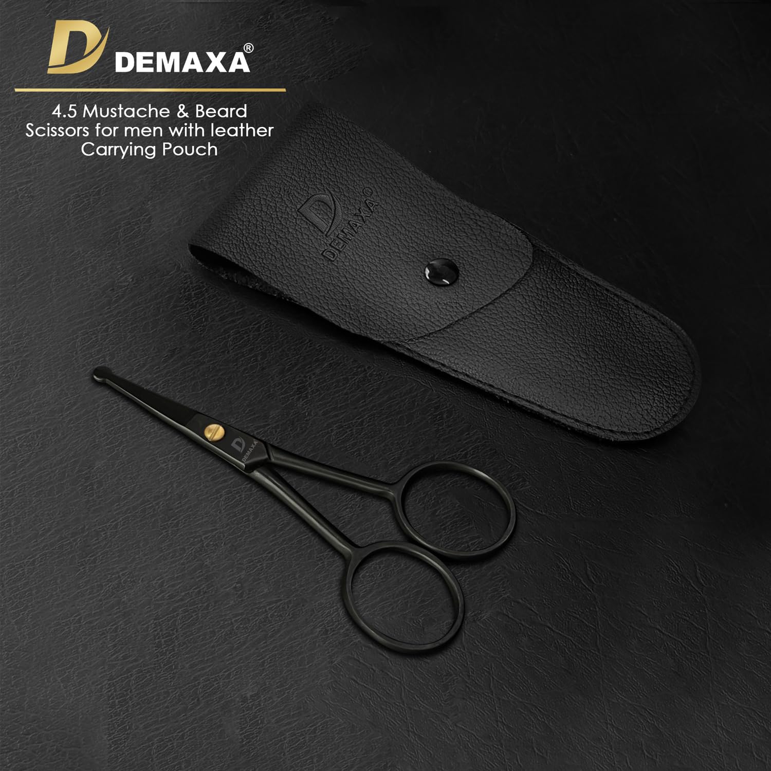 DEMAXA ciseaux barbe à pointe ronde pour tailler proprement et éviter les irritations.