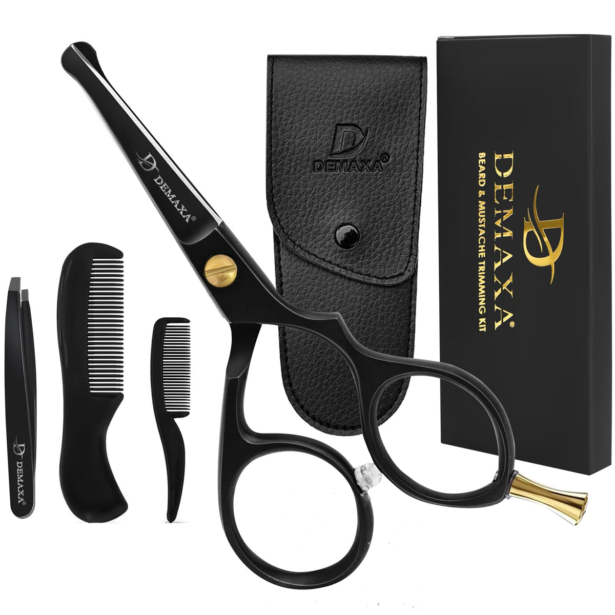 DEMAXA ciseaux barbe moustache professionnels, lame précise et durable.