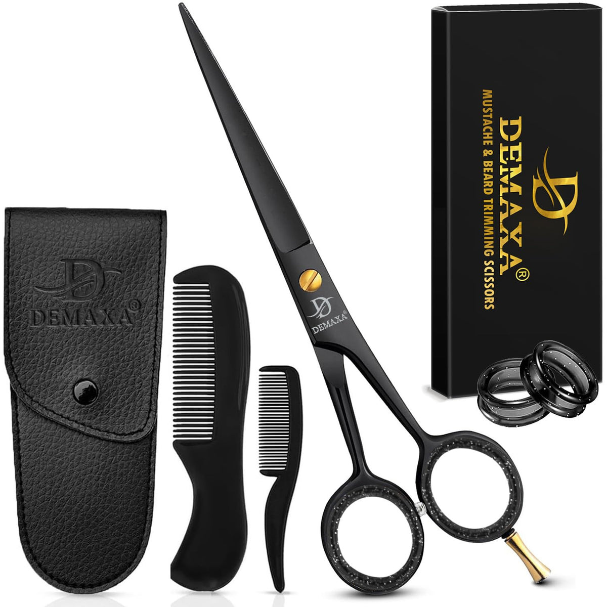 DEMAXA ciseaux barbe professionnels 5 pouces, coupe précise pour une barbe soignée.