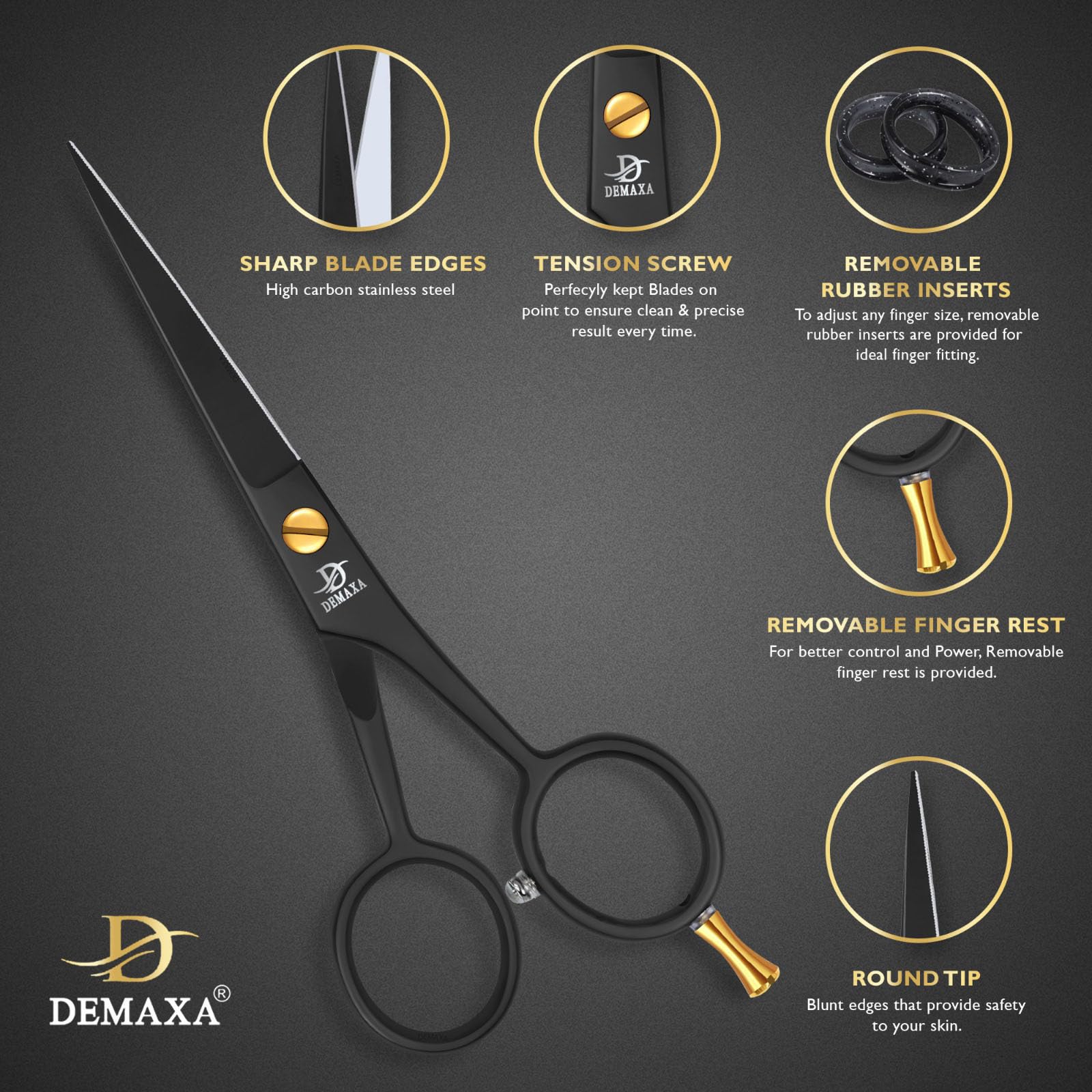 DEMAXA peigne moustache, design ergonomique pour retouches rapides.