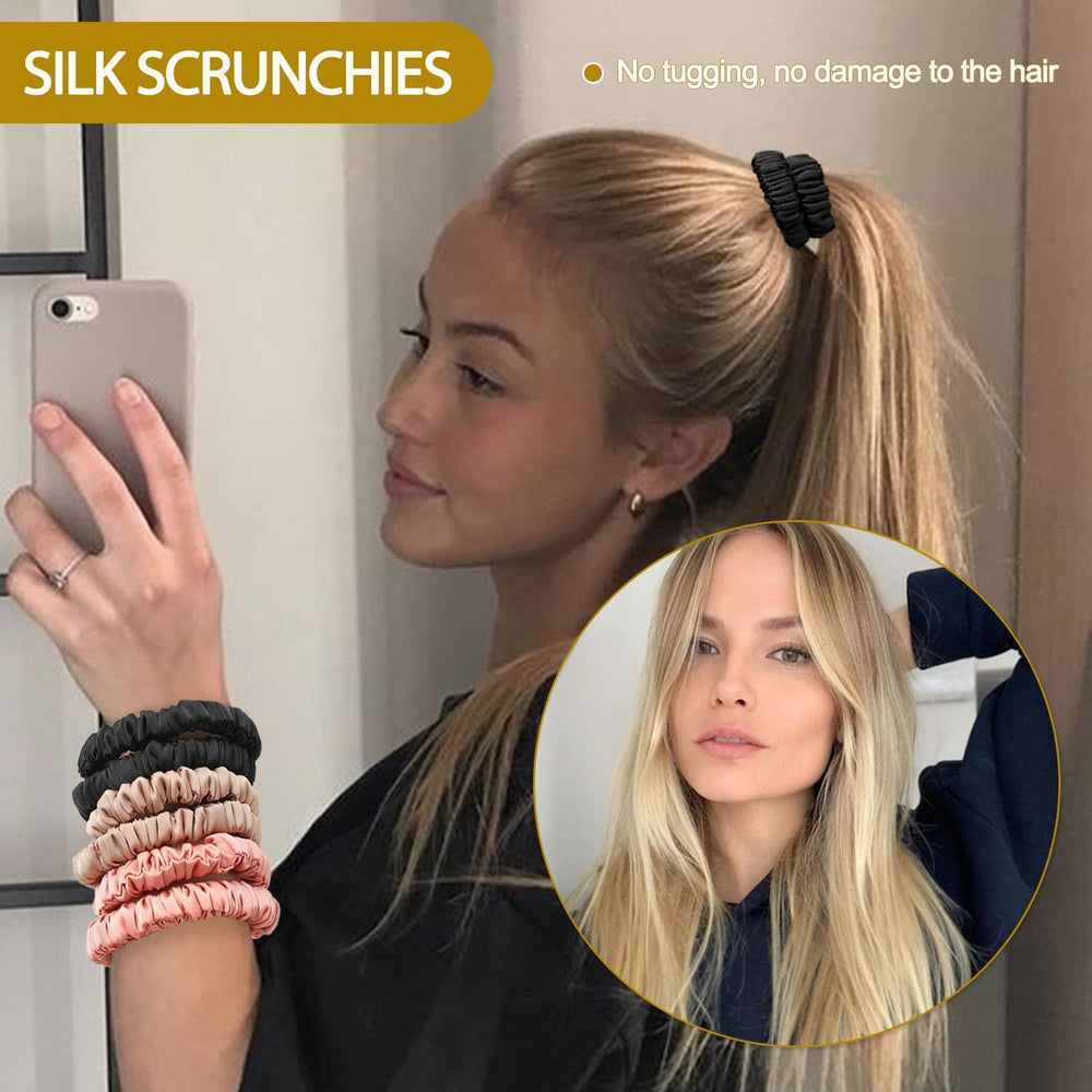 DEMAZALO scrunchie soie 22 momme pour coiffures quotidiennes et sommeil