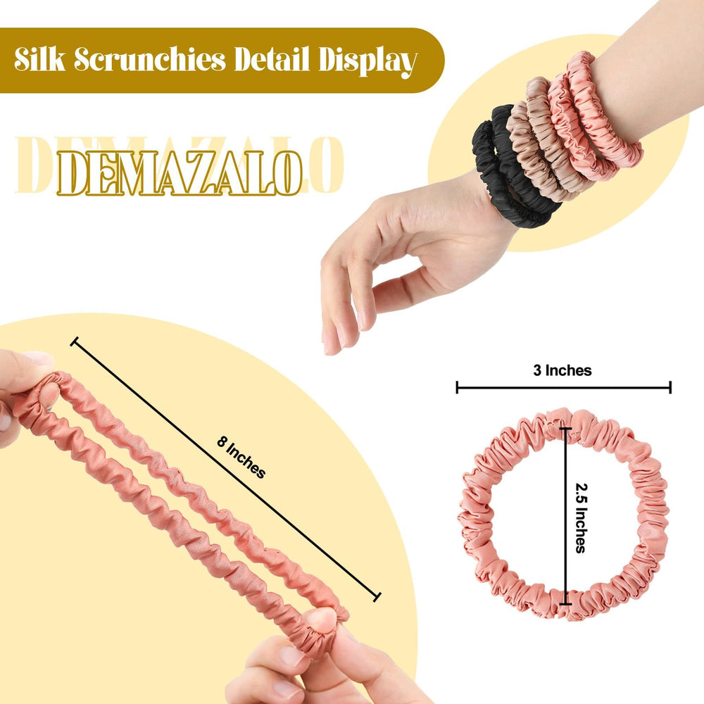 DEMAZALO scrunchie noir en soie 22 momme offre élégance et maintien délicat