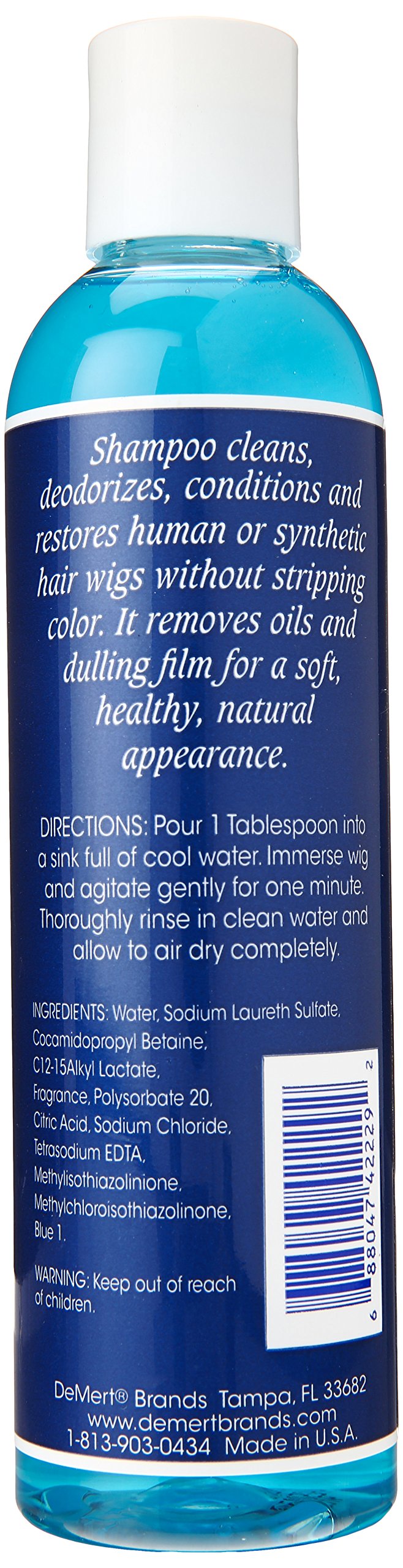 Demert shampooing pour perruques, usage simple, préserve les ondulations et évite les frisottis.