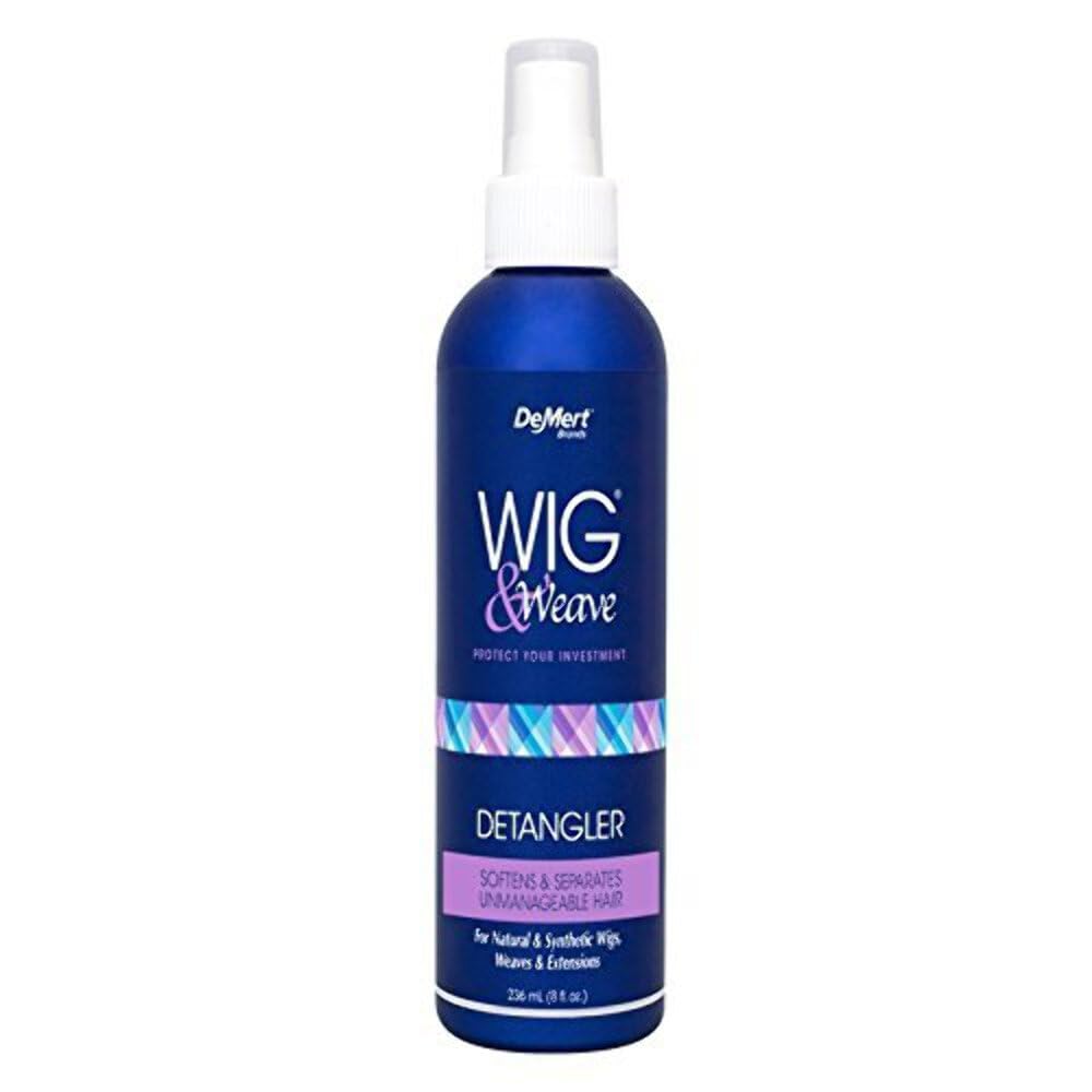 Démert Wig & Weave Detangler, bouteille 8 onces, facilite le démêlage des perruques et extensions.