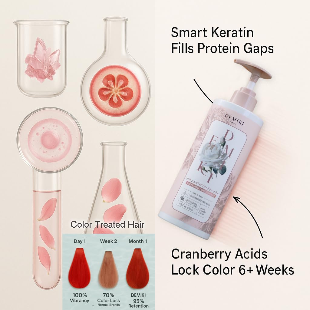 DEMIKI Cheveux brillants – hydratation légère qui n’alourdit pas.