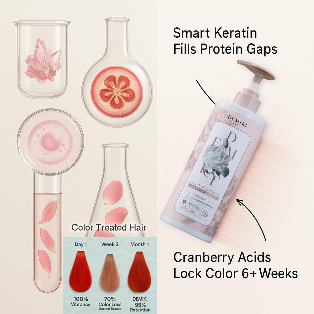 DEMIKI Cheveux brillants – hydratation légère qui n’alourdit pas.