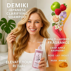DEMIKI Shampooing clarifiant pour cheveux gras, nettoyage en profondeur sans sulfates.