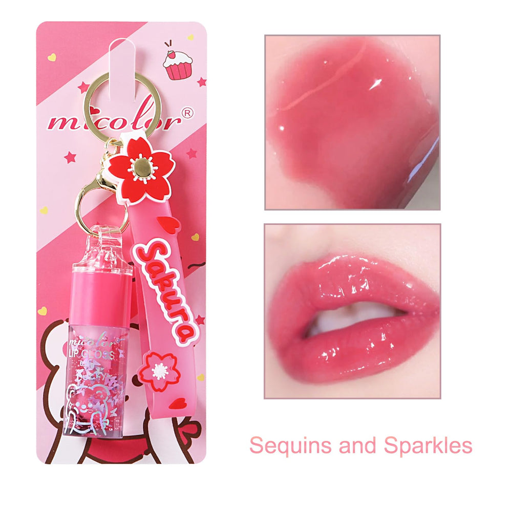 DENESTUP gloss avec pendentif sakura, accessoire pratique et élégant.